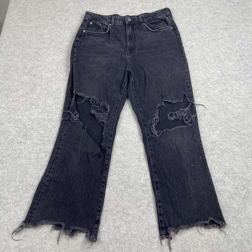 BDG Urban Outfitters Jeans Womens 31 (32x25) Gray High Rise Distressed Wide Leg